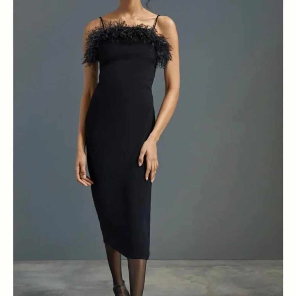 ELLIATT Harley Feather Trim Midi Dress NWT Sz‎ XS
